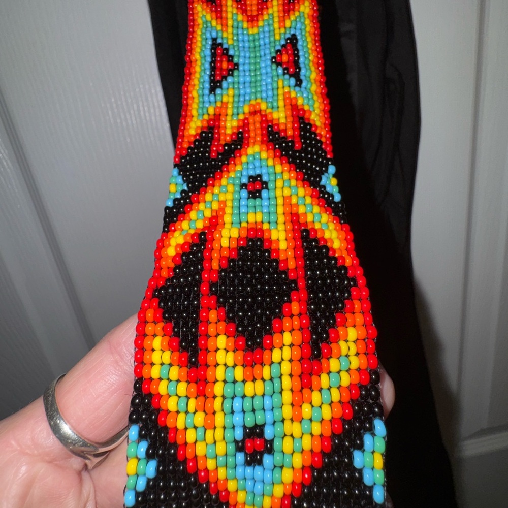 Sotto Couture  Artisan Hand Beaded Halter Dress — Vintage Wearable Textile Art - Picture 7 of 13
